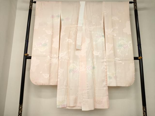 平和屋着物●振袖用長襦袢 無双仕立て 片輪車流水地紋 暈し染め 正絹 逸品 AABK1877ck