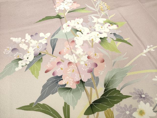 平和屋着物●訪問着 友禅 作家物 草花文 暈し染め ロング丈 正絹 逸品 AABK1879ck