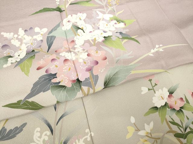 平和屋着物●訪問着 友禅 作家物 草花文 暈し染め ロング丈 正絹 逸品 AABK1879ck