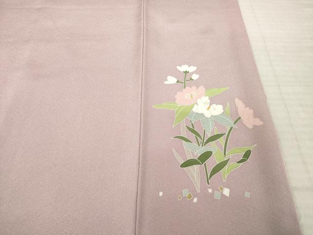 平和屋着物●訪問着 友禅 作家物 草花文 暈し染め ロング丈 正絹 逸品 AABK1879ck