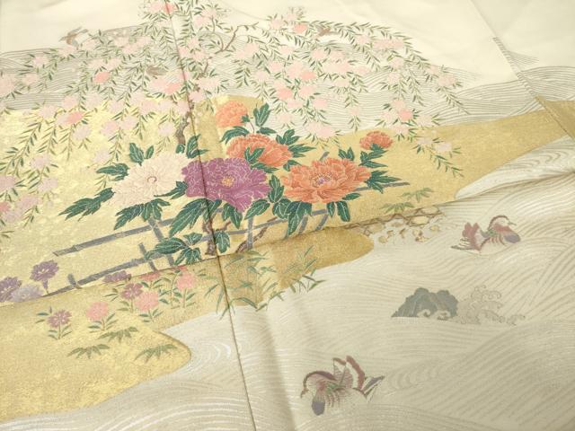 平和屋着物●色留訪問着 寿光織 風景花文 正絹 逸品 AABK1883ck