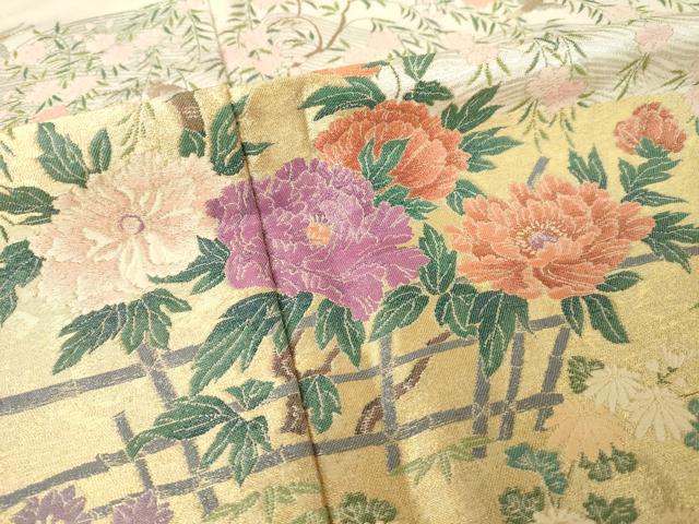 平和屋着物●色留訪問着 寿光織 風景花文 正絹 逸品 AABK1883ck