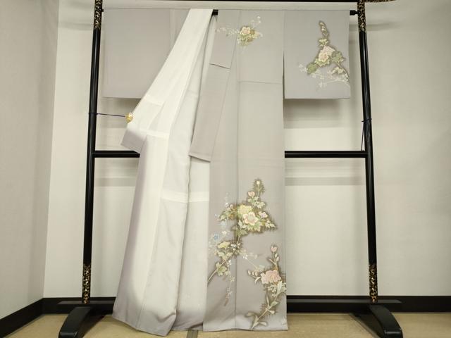 平和屋着物●訪問着 草花文 正絹 逸品 AABK1891ck