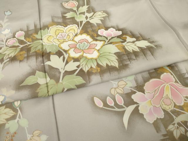平和屋着物●訪問着 草花文 正絹 逸品 AABK1891ck
