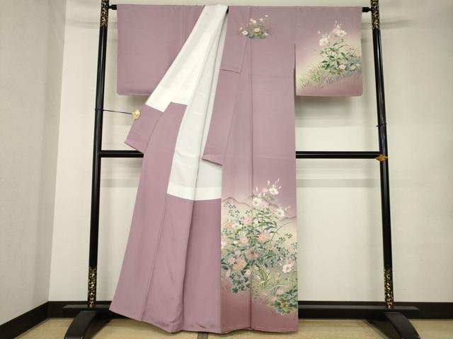 平和屋着物●訪問着 友禅 作家物 遠山草花文 暈し染め 正絹 逸品 AABK1892ck