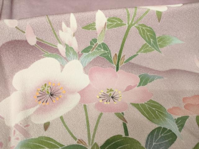 平和屋着物●訪問着 友禅 作家物 遠山草花文 暈し染め 正絹 逸品 AABK1892ck