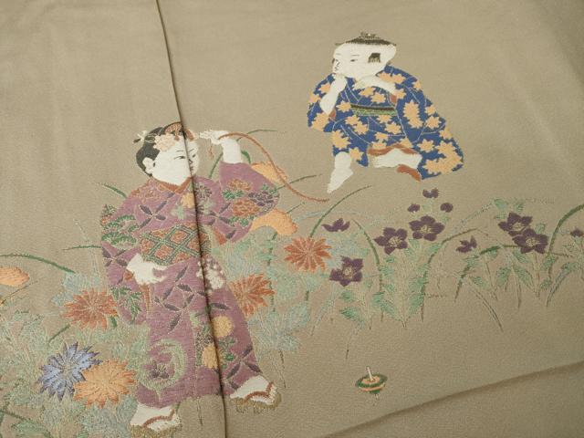 平和屋着物●色留訪問着 寿光織 童子 仮絵羽 正絹 逸品 未使用 AABK1896ck