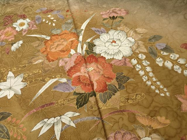 平和屋着物●訪問着 辻が花 舞花文 暈し染め 金彩 正絹 逸品 AABK1900ck