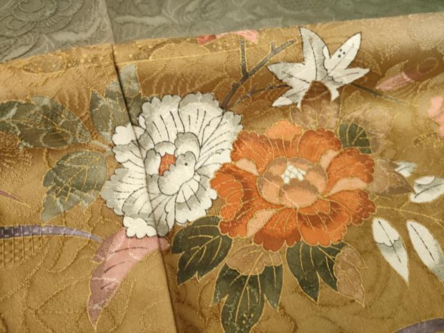 平和屋着物●訪問着 辻が花 舞花文 暈し染め 金彩 正絹 逸品 AABK1900ck