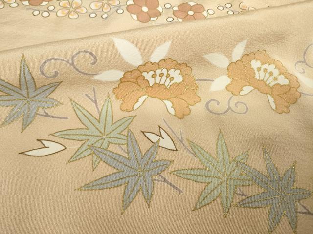 平和屋着物●訪問着 駒刺繍 花唐草文 正絹 逸品 AABK1904ck