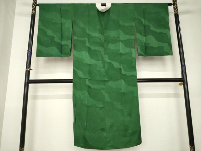 平和屋着物●長襦袢 無双仕立て 道長地紋 柳煤竹色 正絹 逸品 AABK1913ck