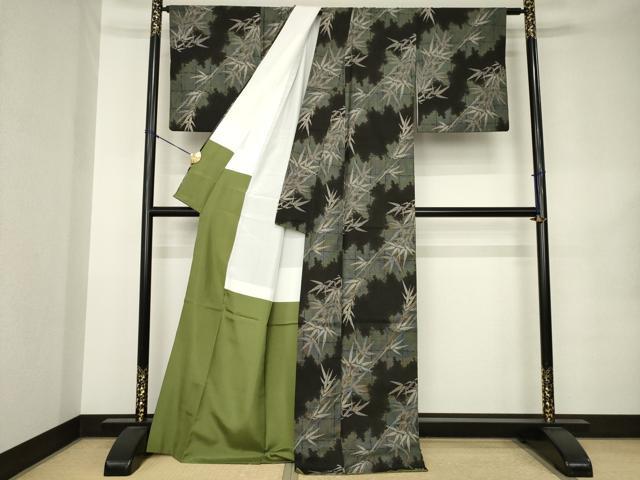 平和屋着物●本場大島紬 9マルキ 総絣 笹竹文 正絹 逸品 AABK1915ck