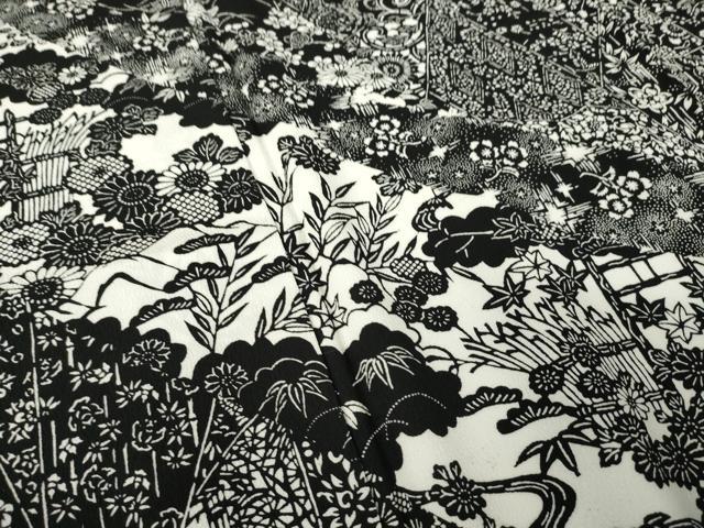 平和屋着物●洗える最高級着物 <英>はなぶさ謹製 訪問着 型染め 流水花文 黒地 洗える着物 AABK1919ck