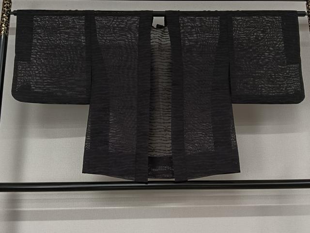 平和屋着物▽羽織 スリーシーズン 春夏秋 塵除け 横段文 黒地 洗える着物 AABK1923jh