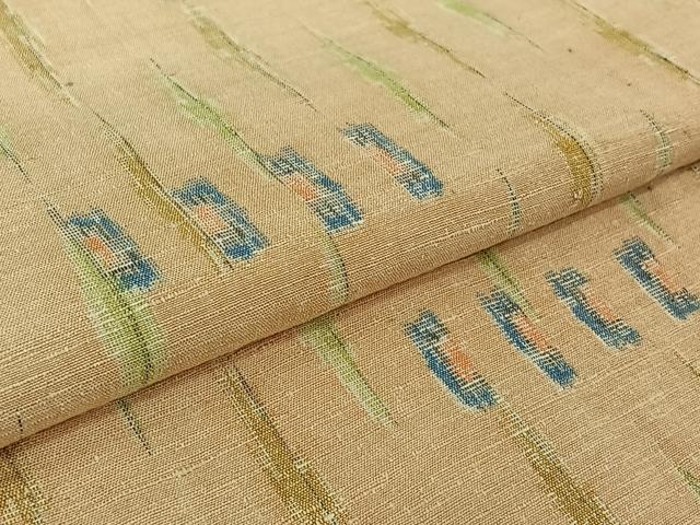 平和屋着物▽上質な紬 単衣 幾何学文様 正絹 逸品 AABK1940jh
