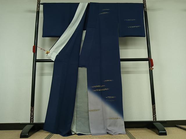 平和屋着物▽創業460年・千總 訪問着 単衣 箔散らし文様 暈し染め 金彩 正絹 逸品 AABK1944jh