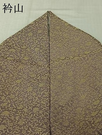 平和屋着物▽お召 単衣 黄金糸 花唐草文 正絹 逸品 AABK1945jh