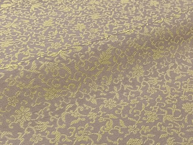 平和屋着物▽お召 単衣 黄金糸 花唐草文 正絹 逸品 AABK1945jh