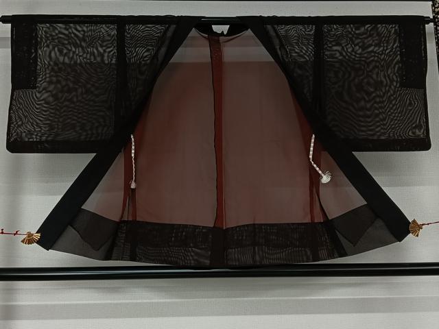 平和屋着物▽羽織 スリーシーズン 春夏秋 塵除け 黒地 正絹 逸品 AABK1946jh