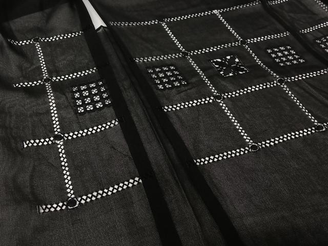 平和屋着物▽羽織 スリーシーズン 春夏秋 塵除け 格子花文 黒地 正絹 逸品 AABK1947jh
