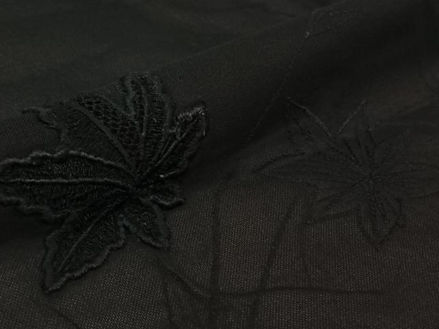 平和屋着物▽羽織 スリーシーズン 春夏秋 塵除け 楓文 黒地 正絹 逸品 AABK1949jh
