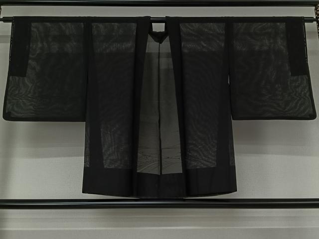 平和屋着物▽羽織 スリーシーズン 春夏秋 塵除け 流水文 黒地 正絹 逸品 AABK1951jh