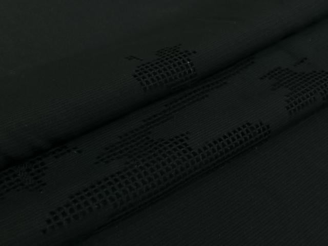 平和屋着物▽羽織 スリーシーズン 春夏秋 塵除け 舞葉文 黒地 正絹 逸品 未使用 AABK1954jh
