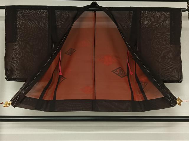 平和屋着物▽羽織 スリーシーズン 春夏秋 塵除け 遠州椿 黒地 正絹 逸品 AABK1975jh