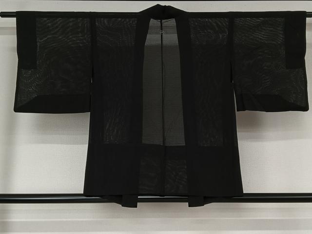 平和屋着物▽羽織 スリーシーズン 春夏秋 塵除け 黒地 正絹 逸品 AABK1976jh