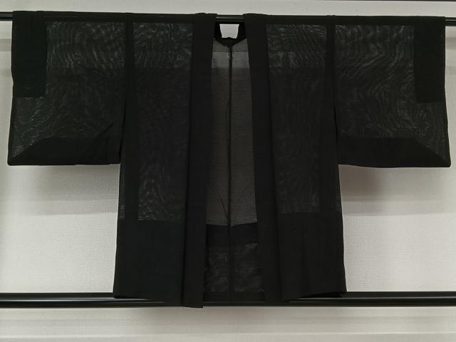 平和屋着物▽羽織 スリーシーズン 春夏秋 塵除け 黒地 正絹 逸品 AABK1976jh
