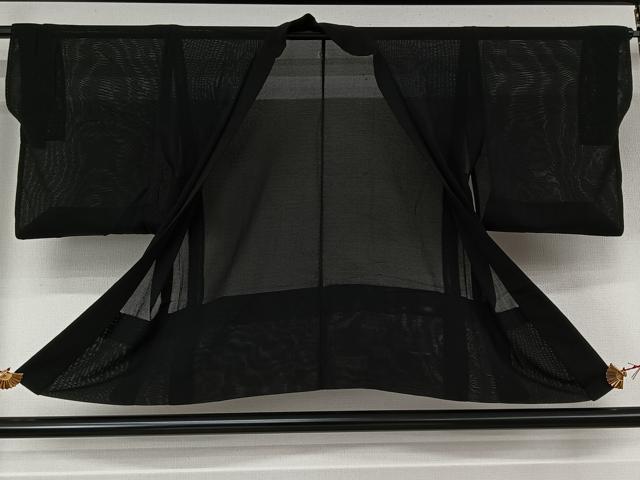 平和屋着物▽羽織 スリーシーズン 春夏秋 塵除け 黒地 正絹 逸品 AABK1976jh