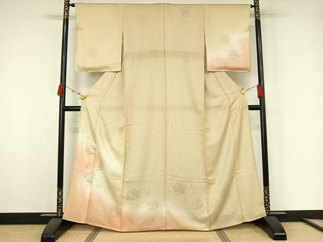 平和屋着物▽訪問着 紗袷 紗×絽 手描き 流水花丸文 銀彩 正絹 逸品 AABK1994jh