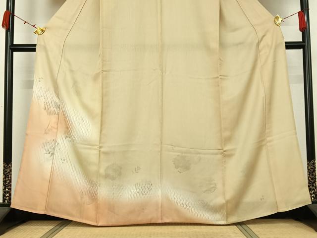 平和屋着物▽訪問着 紗袷 紗×絽 手描き 流水花丸文 銀彩 正絹 逸品 AABK1994jh