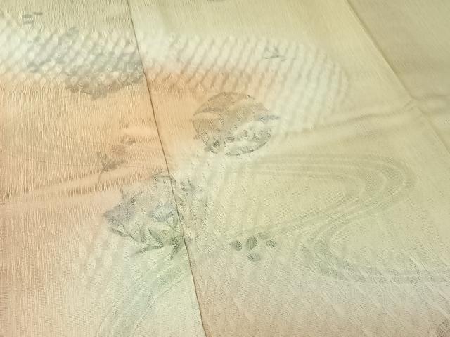 平和屋着物▽訪問着 紗袷 紗×絽 手描き 流水花丸文 銀彩 正絹 逸品 AABK1994jh