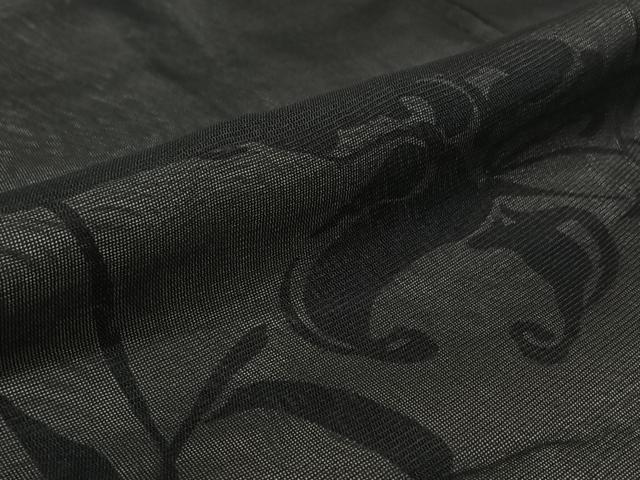 平和屋着物▽羽織 スリーシーズン 春夏秋 塵除け 草花文 黒地 正絹 逸品 AABK2011jh