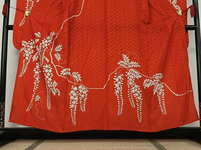 平和屋着物▽振袖 単衣 藤花房 金彩 洗える着物 AABK2019jh
