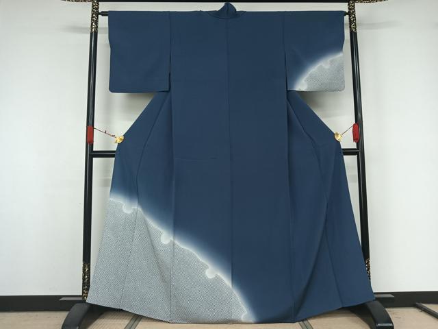 平和屋着物▽訪問着 単衣 雪輪鹿の子文 暈し染め 正絹 逸品 AABK2029jh