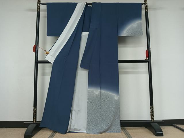 平和屋着物▽訪問着 単衣 雪輪鹿の子文 暈し染め 正絹 逸品 AABK2029jh