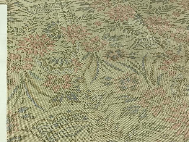 平和屋着物▽本場大島紬 単衣 7マルキ 草花文 正絹 逸品 AABK2034jh