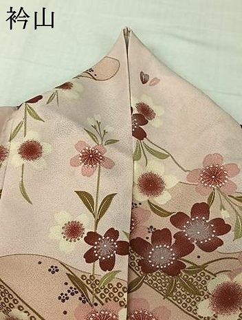 平和屋着物▽小紋 単衣 草花文 洗える着物 AABK2038jh