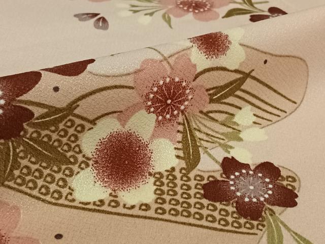 平和屋着物▽小紋 単衣 草花文 洗える着物 AABK2038jh