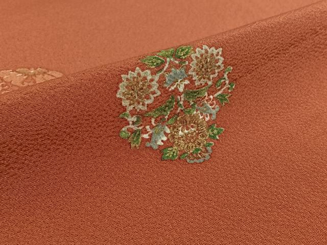 平和屋着物▽上質な小紋 単衣 草花文 金彩 正絹 逸品 AABK2048jh
