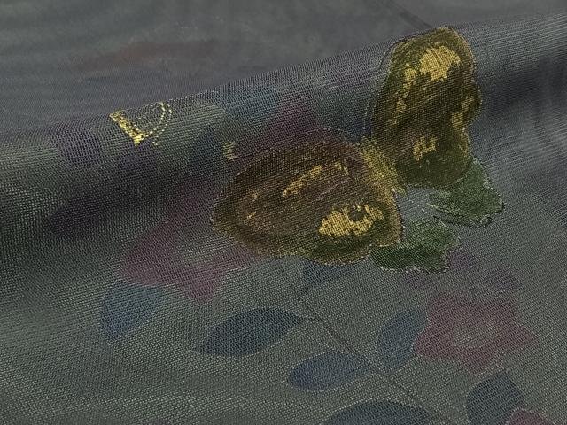 平和屋着物▽訪問着 無双 紗袷 紗×紗 手描き 流水花蝶文 金銀彩 正絹 逸品 AABK2057jh