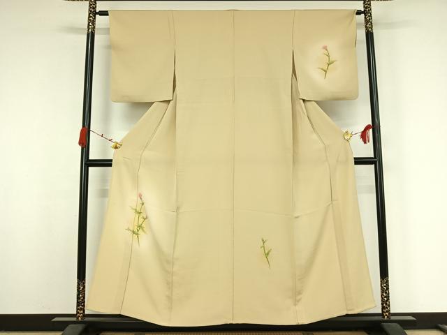 平和屋着物▽訪問着 単衣 手描き 草花文 暈し染め ゑり善扱い 正絹 逸品 AABK2061jh