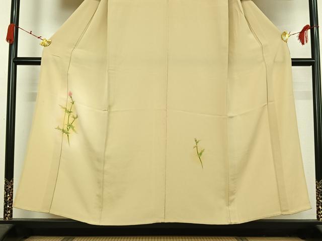 平和屋着物▽訪問着 単衣 手描き 草花文 暈し染め ゑり善扱い 正絹 逸品 AABK2061jh