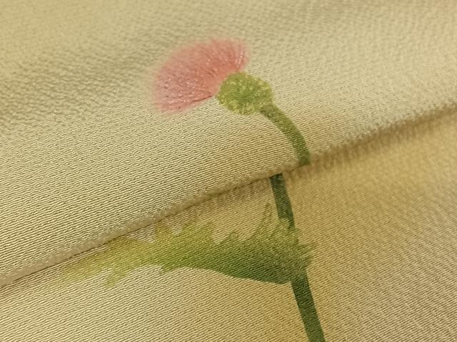 平和屋着物▽訪問着 単衣 手描き 草花文 暈し染め ゑり善扱い 正絹 逸品 AABK2061jh