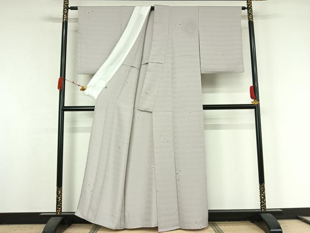 平和屋着物▽上質な小紋 単衣 総刺繍 雪花文 金銀糸 正絹 逸品 AABK2064jh
