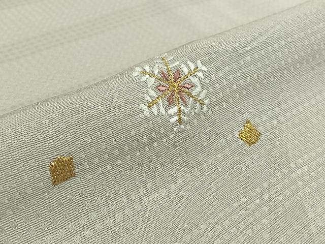 平和屋着物▽上質な小紋 単衣 総刺繍 雪花文 金銀糸 正絹 逸品 AABK2064jh
