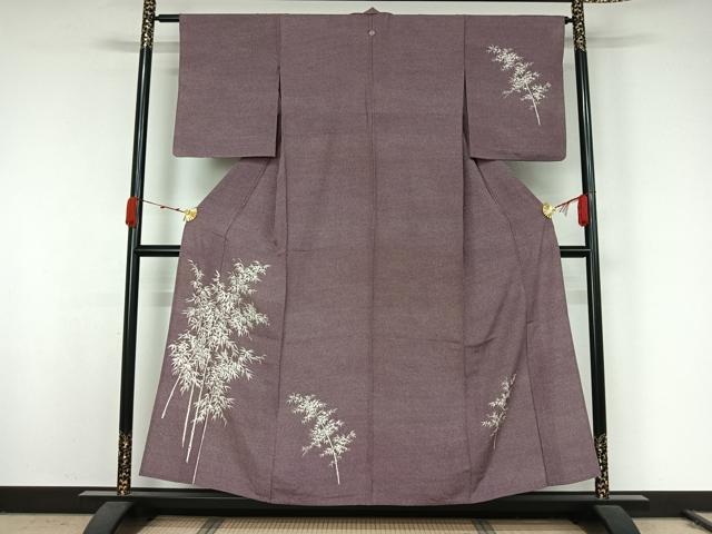 平和屋着物▽訪問着 江戸小紋 単衣 笹竹文 鮫小紋柄 正絹 逸品 AABK2077jh
