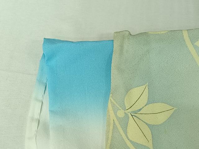 平和屋着物▽上質な小紋 単衣 草花文 暈し染め 正絹 逸品 AABK2079jh